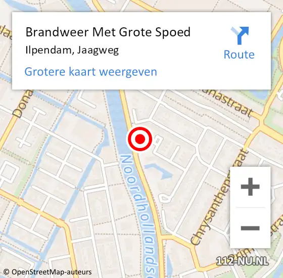 Locatie op kaart van de 112 melding: Brandweer Met Grote Spoed Naar Ilpendam, Jaagweg op 2 mei 2018 21:52