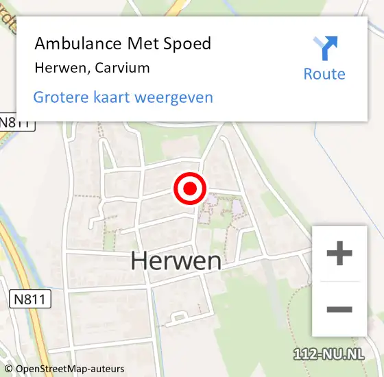 Locatie op kaart van de 112 melding: Ambulance Met Spoed Naar Herwen, Carvium op 2 mei 2018 23:09