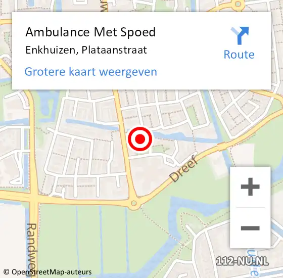 Locatie op kaart van de 112 melding: Ambulance Met Spoed Naar Enkhuizen, Plataanstraat op 2 mei 2018 23:13