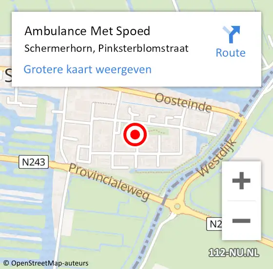 Locatie op kaart van de 112 melding: Ambulance Met Spoed Naar Schermerhorn, Pinksterblomstraat op 2 mei 2018 23:35