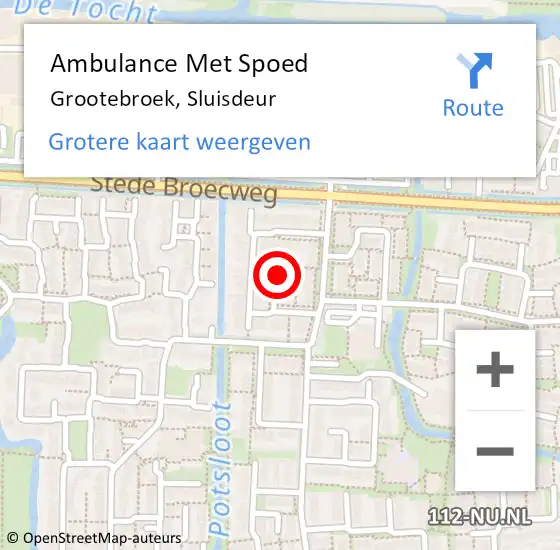 Locatie op kaart van de 112 melding: Ambulance Met Spoed Naar Grootebroek, Sluisdeur op 3 mei 2018 00:28