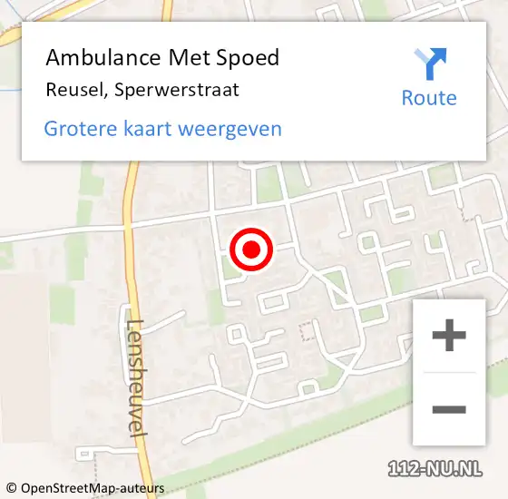 Locatie op kaart van de 112 melding: Ambulance Met Spoed Naar Reusel, Sperwerstraat op 3 mei 2018 01:53