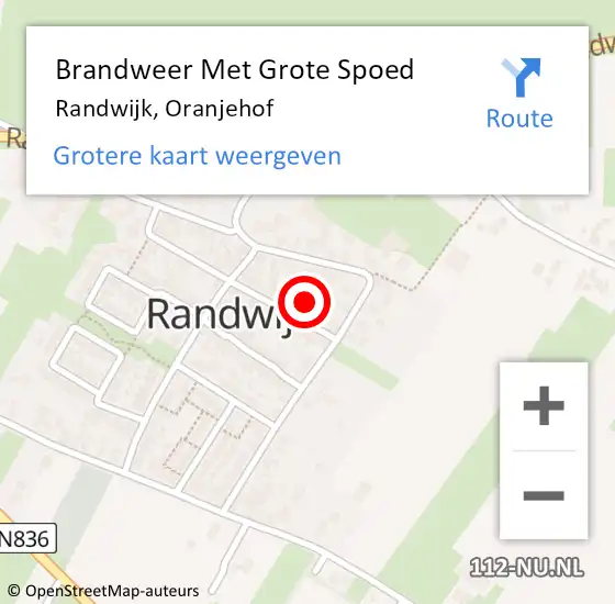 Locatie op kaart van de 112 melding: Brandweer Met Grote Spoed Naar Randwijk, Oranjehof op 3 mei 2018 02:08