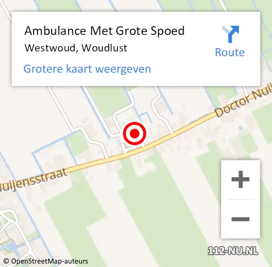 Locatie op kaart van de 112 melding: Ambulance Met Grote Spoed Naar Westwoud, Woudlust op 3 mei 2018 03:32