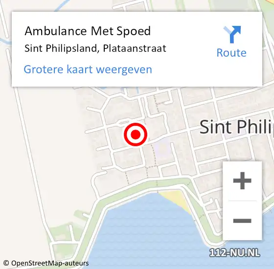 Locatie op kaart van de 112 melding: Ambulance Met Spoed Naar Sint Philipsland, Plataanstraat op 3 mei 2018 03:56