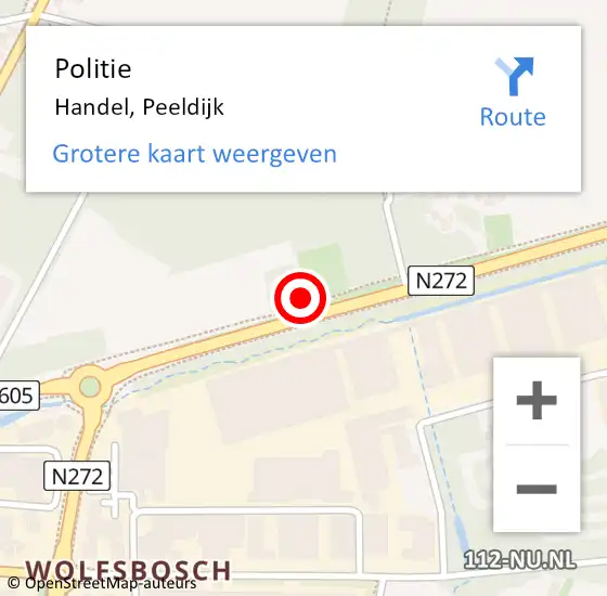 Locatie op kaart van de 112 melding: Politie Handel, Peeldijk op 3 mei 2018 04:48