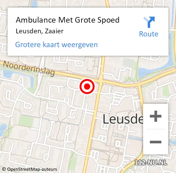 Locatie op kaart van de 112 melding: Ambulance Met Grote Spoed Naar Leusden, Zaaier op 3 mei 2018 05:32