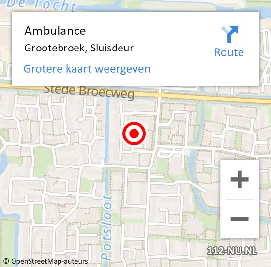 Locatie op kaart van de 112 melding: Ambulance Grootebroek, Sluisdeur op 3 mei 2018 05:42