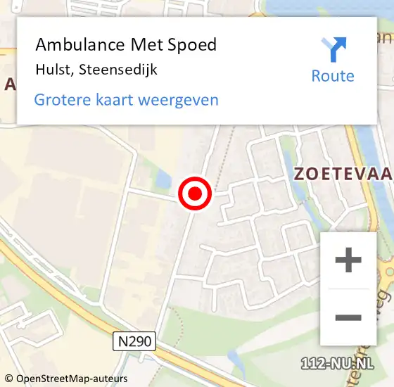 Locatie op kaart van de 112 melding: Ambulance Met Spoed Naar Hulst, Steensedijk op 3 mei 2018 07:37