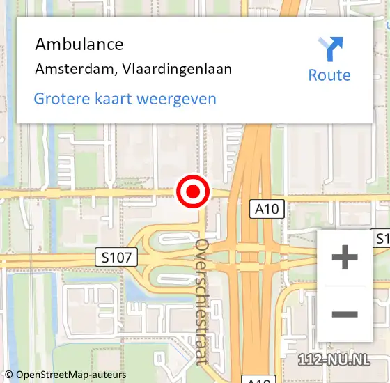 Locatie op kaart van de 112 melding: Ambulance Amsterdam, Vlaardingenlaan op 3 mei 2018 07:51