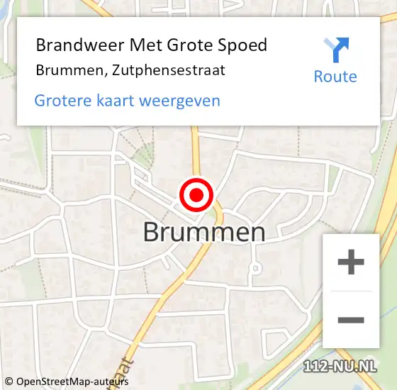 Locatie op kaart van de 112 melding: Brandweer Met Grote Spoed Naar Brummen, Zutphensestraat op 3 mei 2018 08:21