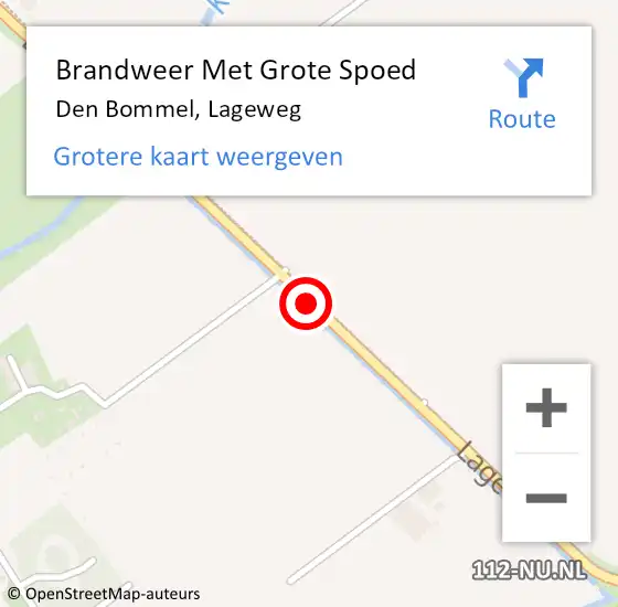 Locatie op kaart van de 112 melding: Brandweer Met Grote Spoed Naar Den Bommel, Lageweg op 3 mei 2018 09:19