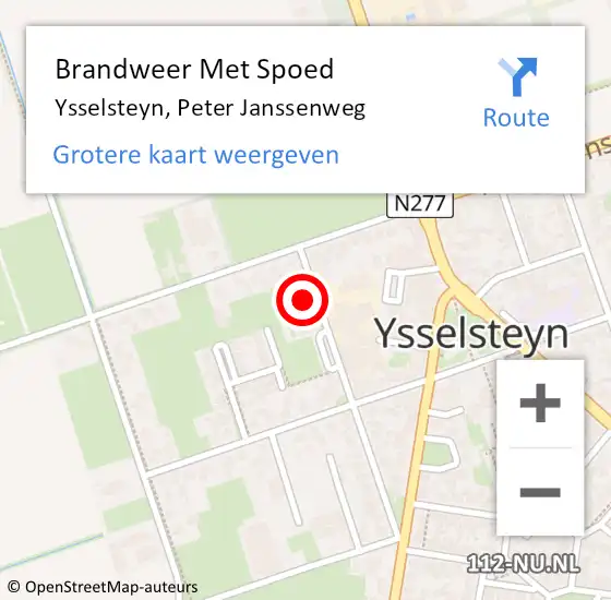 Locatie op kaart van de 112 melding: Brandweer Met Spoed Naar Ysselsteyn, Peter Janssenweg op 3 mei 2018 10:08