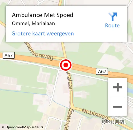 Locatie op kaart van de 112 melding: Ambulance Met Spoed Naar Ommel, Marialaan op 3 mei 2018 10:16