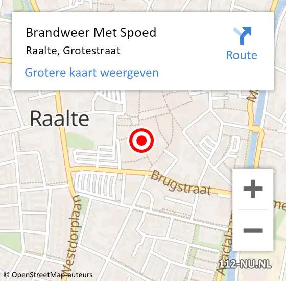 Locatie op kaart van de 112 melding: Brandweer Met Spoed Naar Raalte, Grotestraat op 3 mei 2018 10:51