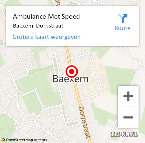 Locatie op kaart van de 112 melding: Ambulance Met Spoed Naar Baexem, Dorpstraat op 23 september 2013 13:31