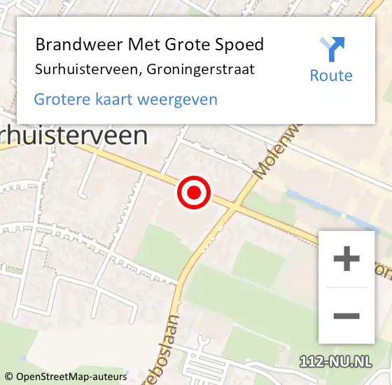 Locatie op kaart van de 112 melding: Brandweer Met Grote Spoed Naar Surhuisterveen, Groningerstraat op 3 mei 2018 11:06