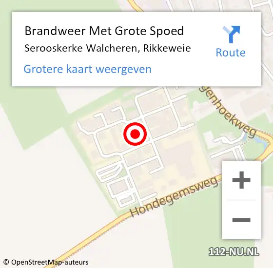 Locatie op kaart van de 112 melding: Brandweer Met Grote Spoed Naar Serooskerke Walcheren, Rikkeweie op 24 februari 2014 07:56