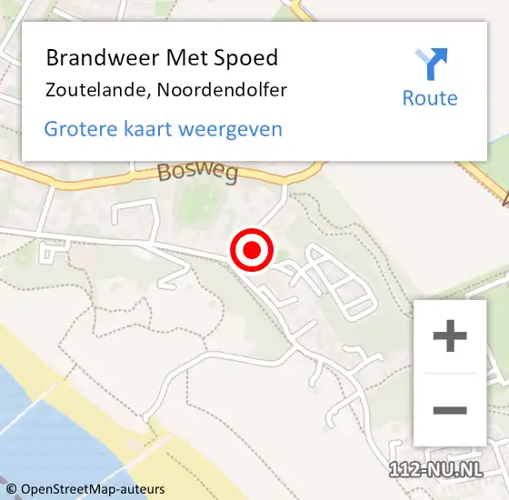 Locatie op kaart van de 112 melding: Brandweer Met Spoed Naar Zoutelande, Noordendolfer op 3 mei 2018 11:32