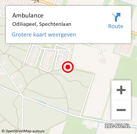 Locatie op kaart van de 112 melding: Ambulance Odiliapeel, Spechtenlaan op 3 mei 2018 12:07