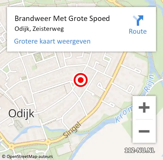 Locatie op kaart van de 112 melding: Brandweer Met Grote Spoed Naar Odijk, Zeisterweg op 3 mei 2018 12:20