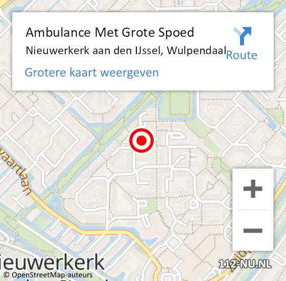 Locatie op kaart van de 112 melding: Ambulance Met Grote Spoed Naar Nieuwerkerk aan den IJssel, Wulpendaal op 3 mei 2018 12:54