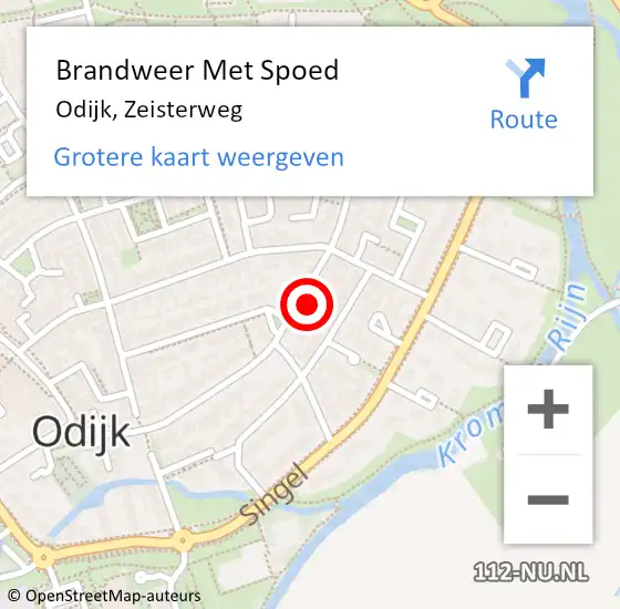 Locatie op kaart van de 112 melding: Brandweer Met Spoed Naar Odijk, Zeisterweg op 3 mei 2018 13:02