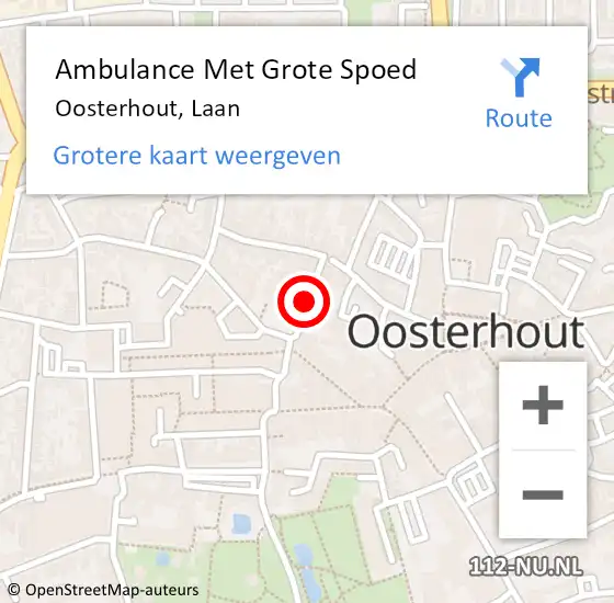 Locatie op kaart van de 112 melding: Ambulance Met Grote Spoed Naar Oosterhout, Laan op 3 mei 2018 13:47