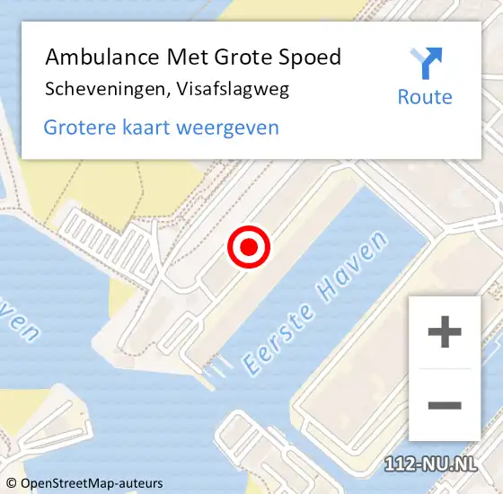 Locatie op kaart van de 112 melding: Ambulance Met Grote Spoed Naar Scheveningen, Visafslagweg op 3 mei 2018 14:34