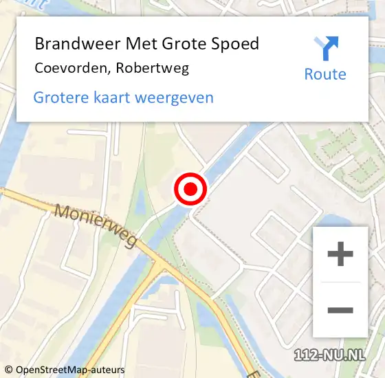 Locatie op kaart van de 112 melding: Brandweer Met Grote Spoed Naar Coevorden, Robertweg op 3 mei 2018 14:48