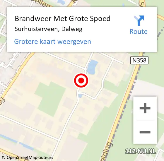 Locatie op kaart van de 112 melding: Brandweer Met Grote Spoed Naar Surhuisterveen, Dalweg op 3 mei 2018 15:01