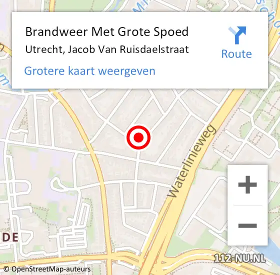 Locatie op kaart van de 112 melding: Brandweer Met Grote Spoed Naar Utrecht, Jacob Van Ruisdaelstraat op 3 mei 2018 15:04