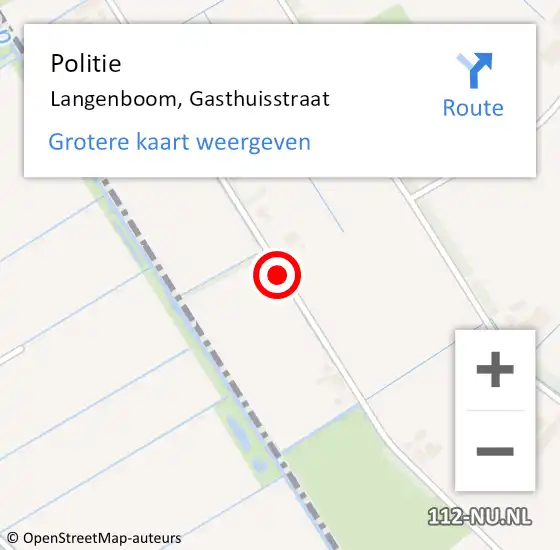 Locatie op kaart van de 112 melding: Politie Langenboom, Gasthuisstraat op 3 mei 2018 15:31