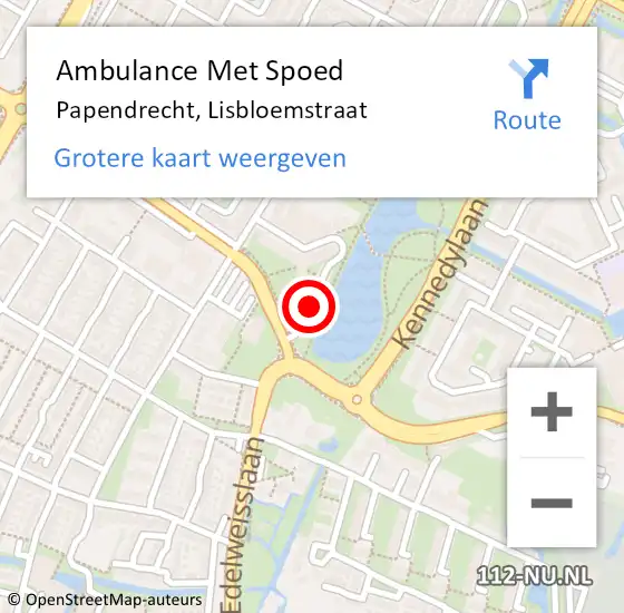 Locatie op kaart van de 112 melding: Ambulance Met Spoed Naar Papendrecht, Lisbloemstraat op 3 mei 2018 15:32