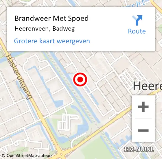 Locatie op kaart van de 112 melding: Brandweer Met Spoed Naar Heerenveen, Badweg op 3 mei 2018 15:41