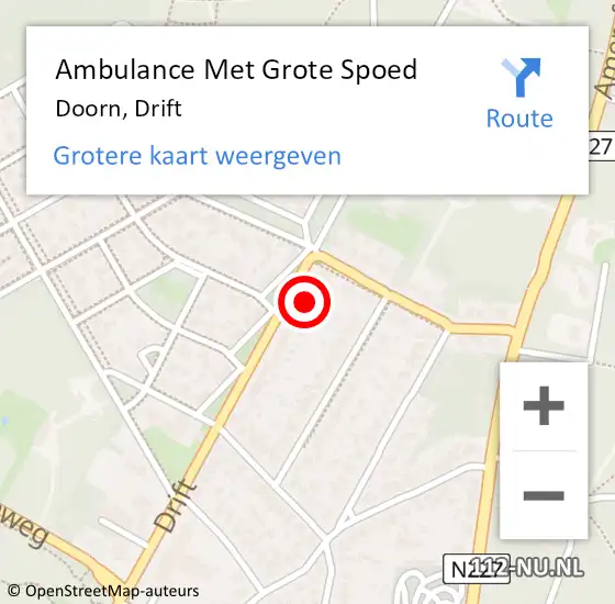 Locatie op kaart van de 112 melding: Ambulance Met Grote Spoed Naar Doorn, Drift op 3 mei 2018 17:24