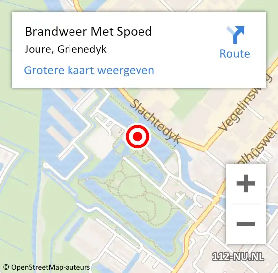 Locatie op kaart van de 112 melding: Brandweer Met Spoed Naar Joure, Grienedyk op 3 mei 2018 17:35