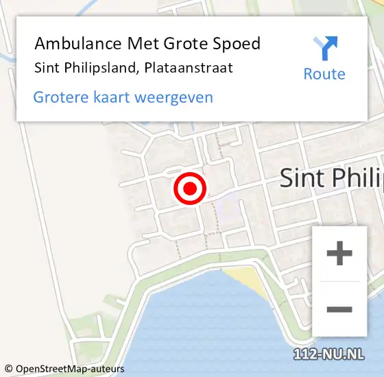 Locatie op kaart van de 112 melding: Ambulance Met Grote Spoed Naar Sint Philipsland, Plataanstraat op 3 mei 2018 18:07