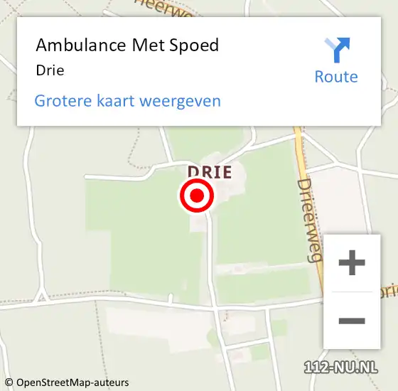 Locatie op kaart van de 112 melding: Ambulance Met Spoed Naar Drie op 3 mei 2018 18:15