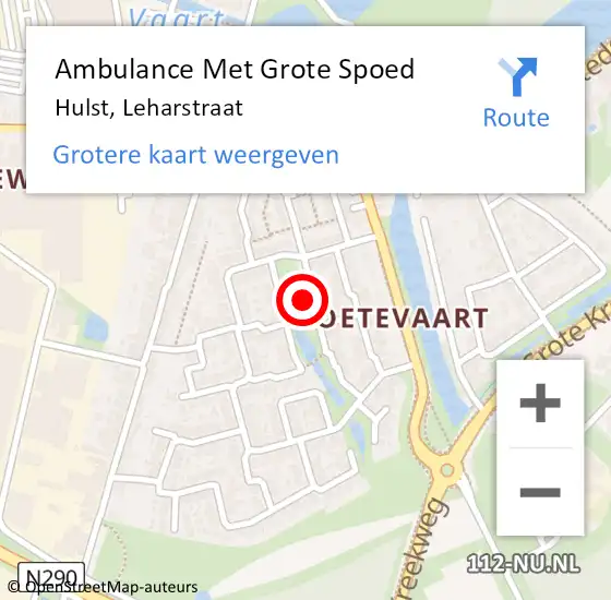 Locatie op kaart van de 112 melding: Ambulance Met Grote Spoed Naar Hulst, Leharstraat op 3 mei 2018 19:16