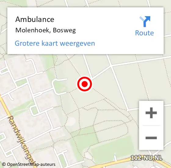 Locatie op kaart van de 112 melding: Ambulance Molenhoek, Bosweg op 3 mei 2018 19:24