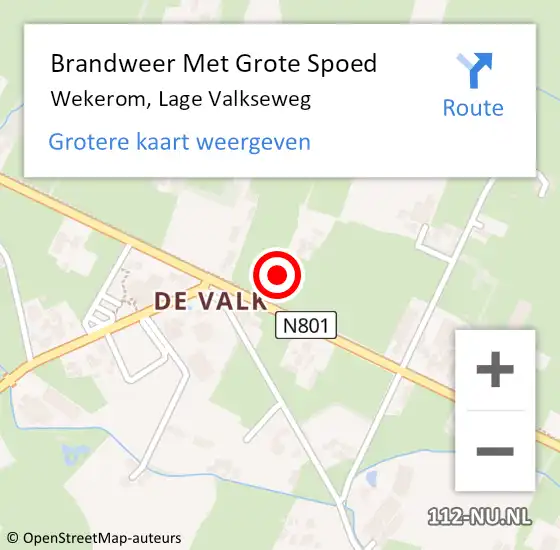 Locatie op kaart van de 112 melding: Brandweer Met Grote Spoed Naar Wekerom, Lage Valkseweg op 3 mei 2018 19:44