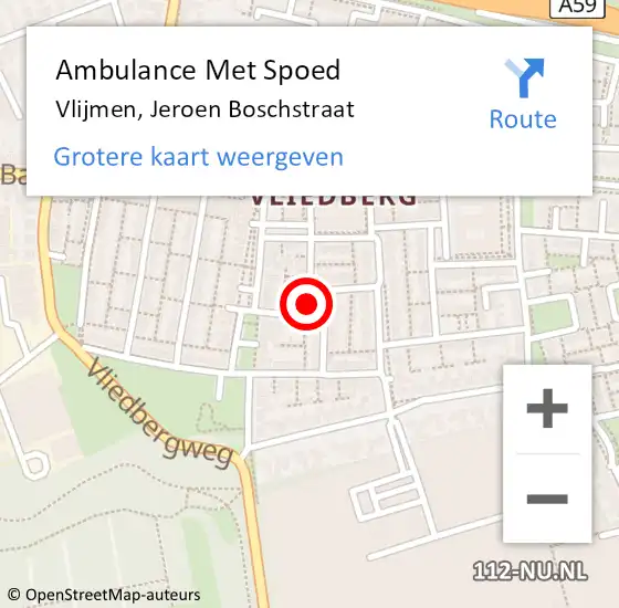 Locatie op kaart van de 112 melding: Ambulance Met Spoed Naar Vlijmen, Jeroen Boschstraat op 3 mei 2018 20:27