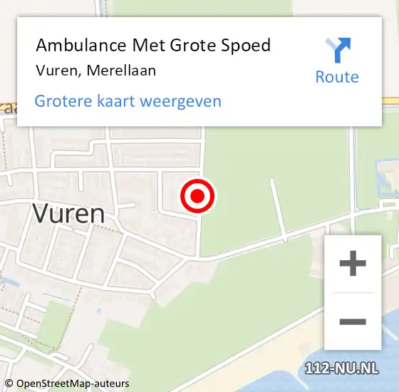 Locatie op kaart van de 112 melding: Ambulance Met Grote Spoed Naar Vuren, Merellaan op 3 mei 2018 20:52