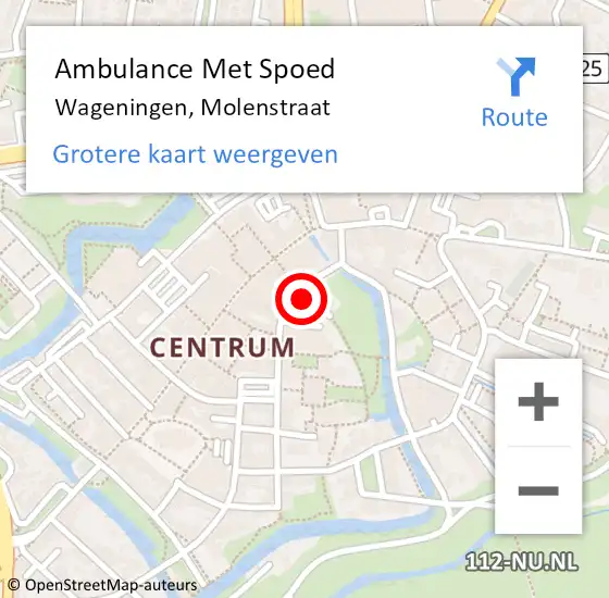 Locatie op kaart van de 112 melding: Ambulance Met Spoed Naar Wageningen, Molenstraat op 3 mei 2018 21:07