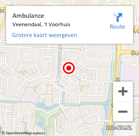 Locatie op kaart van de 112 melding: Ambulance Veenendaal, 't Voorhuis op 3 mei 2018 21:24