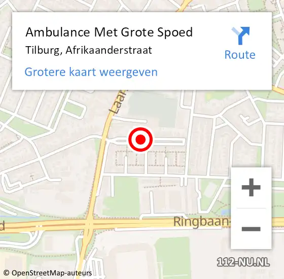 Locatie op kaart van de 112 melding: Ambulance Met Grote Spoed Naar Tilburg, Afrikaanderstraat op 3 mei 2018 21:39