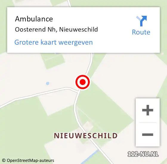 Locatie op kaart van de 112 melding: Ambulance Oosterend Nh, Nieuweschild op 3 mei 2018 22:20