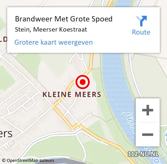 Locatie op kaart van de 112 melding: Brandweer Met Grote Spoed Naar Stein, Meerser Koestraat op 3 mei 2018 22:32