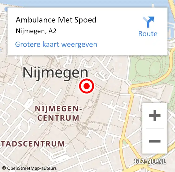 Locatie op kaart van de 112 melding: Ambulance Met Spoed Naar Nijmegen, A2 op 3 mei 2018 22:33